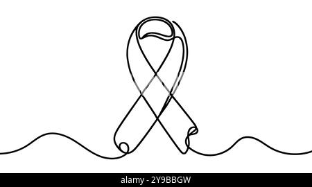 AIDS awareness ribbon one line continuous drawing. World AIDS day ...