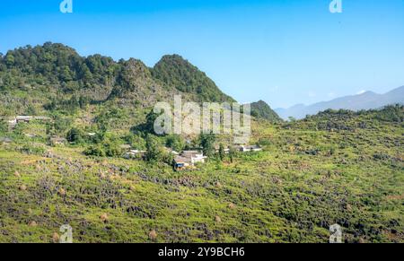 An ethnic minority village on the Dong Van Stone Plateau in Ha Giang Province, Vietnam Stock Photo