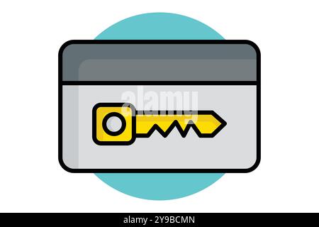 Key card icon. colored outline icon style. icon related to reception. hotel elements vector illustration Stock Vector