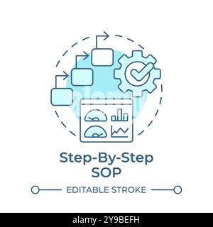 Step-by-step sop soft blue concept icon Stock Vector