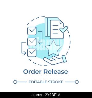 Order release soft blue concept icon Stock Vector