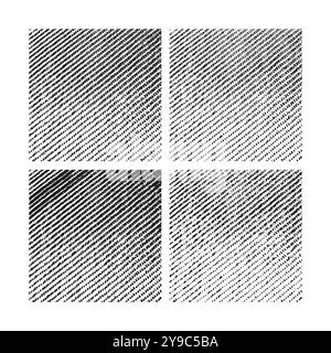 A collection of faded halftone textures. Abrasive exterior and damaged overlay texture of a vector artwork. a grunge backdrop Stock Vector