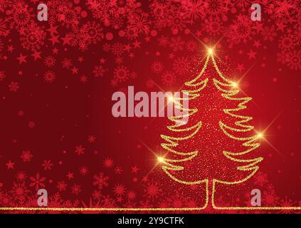 Christmas background with a glittering gold tree design Stock Vector