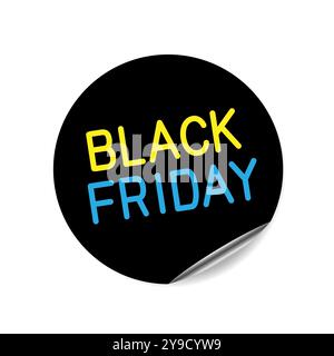 Black friday round sign sticker tag label Stock Vector