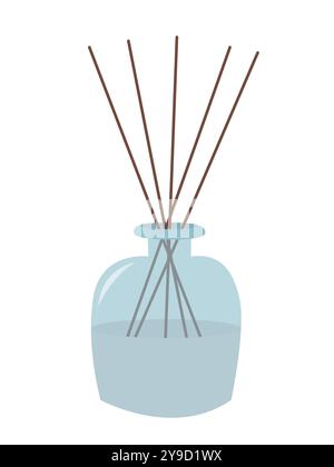 Aroma sticks in glass bottle flat vector Stock Vector