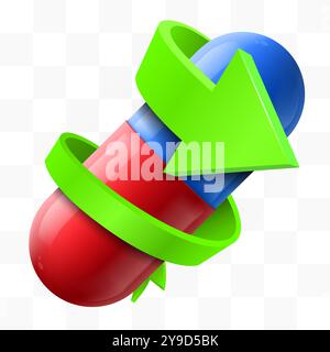 Green arrow arount pill. Medicine concept. Vector illustration Stock Vector