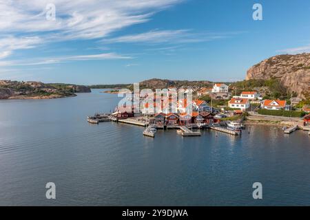 Aerial view of picturesque coastal Fjallbacka on the west coast of Sweden Stock Photo