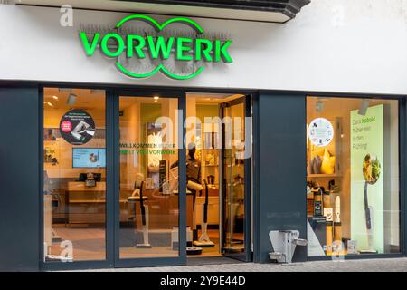 Koblenz, Germany - April 17, 2024: the inviting entrance of the local Vorwerk store displays an array of kitchen appliances and home care solutions, w Stock Photo