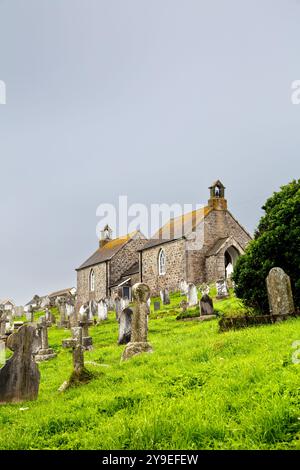 Headstones at the Barnoon Cemetery and wedding chapel, St Ives, Cornwall, England Stock Photo