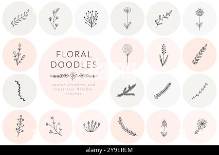 floral doodles vectors Stock Vector