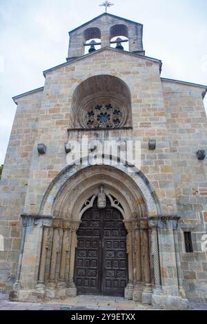 Villaviciosa, Asturias. 13th Century transitional church between Romanesque and Gothic. Santa Maria de la Oliva Stock Photo