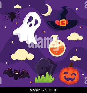Collection of Happy Halloween Element Stock Vector