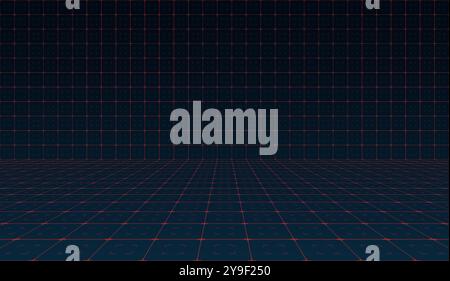 Virtual technology futuristic user interface HUD grid sleek design. Spaceship FUI GUI backdrop featuring science fiction theme. Advanced artificial intelligence integration. Hi tech digital background Stock Vector
