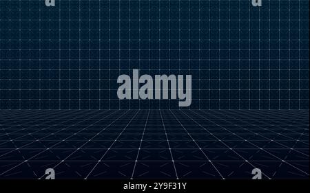 Minimalist perspective HUD grid abstract intersecting lines. Clean modern background design. Ideal for futuristic product display. EPS illustration perfect for showcasing technology and sleek visual Stock Vector