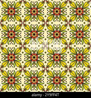 Mexican talavera ceramic tile pattern design Stock Vector