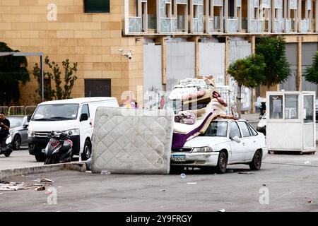 Lebanon. 10th Oct, 2024. The wave of migration from the south of Lebanon, due to Israeli attacks, continues towards the capital Beirut, Lebanon on October 10, 2024. Photo by Marc Fayad/ABACAPRESS.COM Credit: Abaca Press/Alamy Live News Stock Photo