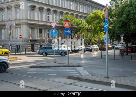 Traffic on the streets of Budapest, Hungary Stock Photo