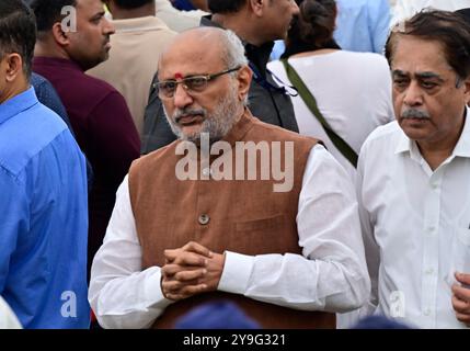 Mumbai, India. 10th Oct, 2024. MUMBAI, INDIA - OCTOBER 10: Maharashtra Governor C. P. Radhakrishnan, to pay tribute to mortal remains of Ratan Tata during funeral at NCPA on October 10, 2024 in Mumbai, India. Ratan Tata took over at Tata Group's helm in 1991, is credited with transforming the Tata Group into a globally renowned conglomerate, has died at age 86, the company said late on October 9, 2024. (Photo by Anshuman Poyrekar/Hindustan Times/Sipa USA) Credit: Sipa USA/Alamy Live News Stock Photo