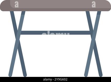 Folding camping table standing on white background, portable furniture for tourism and recreation Stock Vector