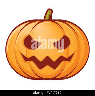 Halloween pumpkin, color vector cartoon illustration of Jack lantern, isolated on white Stock Vector