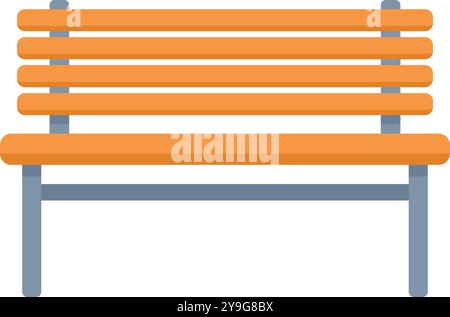 Classic wooden bench with a metal base, perfect for illustrating concepts of relaxation, parks, or public spaces Stock Vector