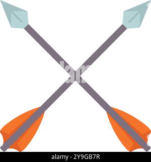 Two crossed arrows forming an x shape are representing archery sport and competition concept Stock Vector