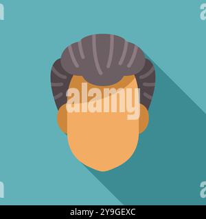 Minimalist vector illustration of a man face, faceless character showing stylish haircut with volume and grey hair Stock Vector