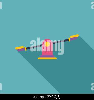 Simple icon of a seesaw balancing on a blue background with a long shadow Stock Vector