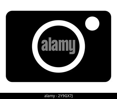 camera icon symbol, vector black and white silhouette shape illustration isolated on white Stock Vector