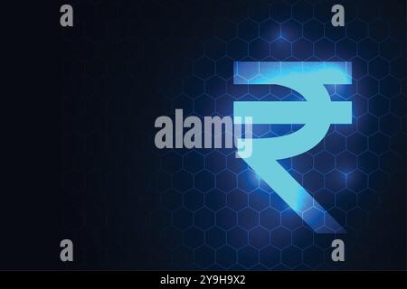 glowing digital indian rupee futuristic concept background vector Stock Vector