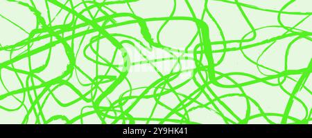 Abstract background with hand-drawn curves. Curved ink strokes of different thickness.Wavy minimalist template. Vector illustration Stock Vector