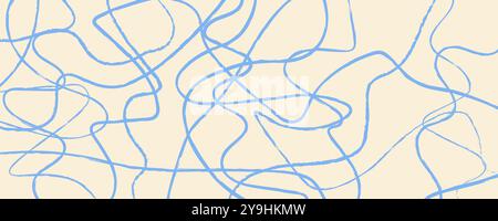 Abstract background with hand-drawn curves. Curved ink strokes of different thickness.Wavy minimalist template. Vector illustration Stock Vector