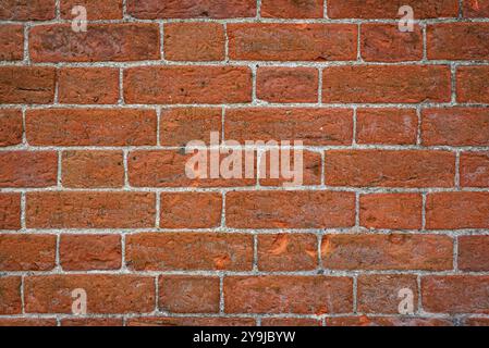Old red brick wall grunge background. Dirty rough bricks pattern texture Stock Photo