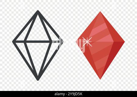 Vector Simple Minimalistic Gemstone Icon. Diamond, Crystal, Rhinestones Closeup Isolated. Jewerly Concept. Design Template of Gemstones, Gem Clipart. Stock Vector