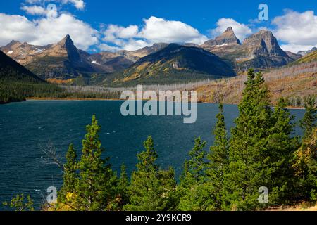 Sun Point view up St Mary Lake, Glacier National Park, Montana Stock Photo