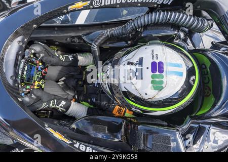 ROMAIN GROSJEAN (77) of Geneva, Switzerland prepares to practice for the Honda Indy 200 at Mid-Ohio Sports Car Course in Lexington, OH Stock Photo