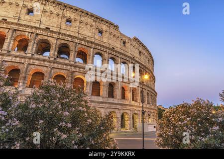 Rome Italy night city skyline at Rome Colosseum empty nobody Stock Photo