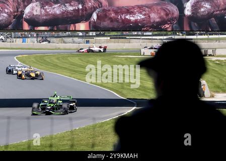 ROMAIN GROSJEAN (77) of Geneva, Switzerland practices for the XPEL Grand Prix at Road America in Elkhart Lake, WI Stock Photo