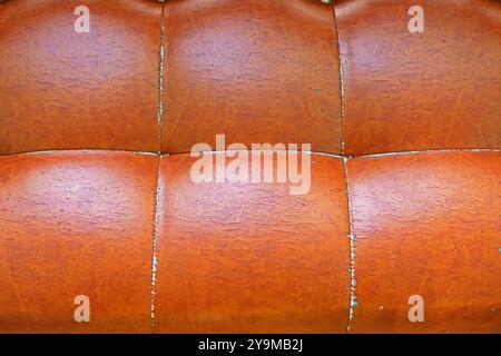 natural background of leather brown upholstery of soft furniture Stock Photo