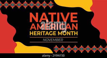 Native american heritage Month greeting Vector banner, poster, card, content for social media with the text Native american heritage background Stock Vector