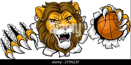 Lion Basketball Animal Sports Team Mascot Stock Vector