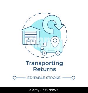 Transporting returns soft blue concept icon Stock Vector