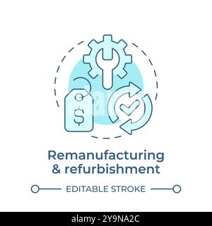 Remanufacturing and refurbishment soft blue concept icon Stock Vector