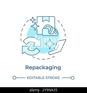 Repackaging soft blue concept icon Stock Vector
