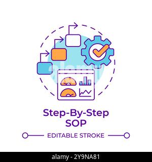 Step-by-step sop multi color concept icon Stock Vector