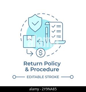 Return policy and procedure soft blue concept icon Stock Vector