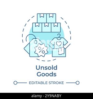Unsold goods soft blue concept icon Stock Vector