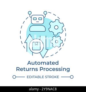 Automated returns processing soft blue concept icon Stock Vector