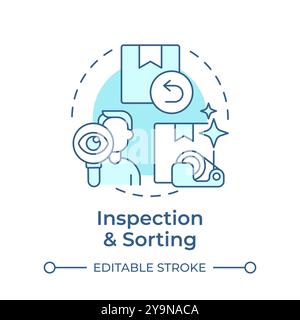 Inspection and sorting soft blue concept icon Stock Vector