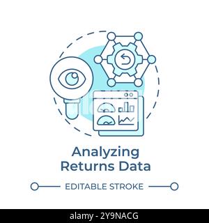 Analyzing returns data soft blue concept icon Stock Vector